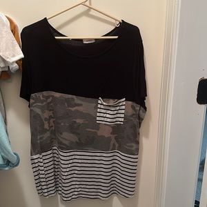 Color lock camp striped shirt